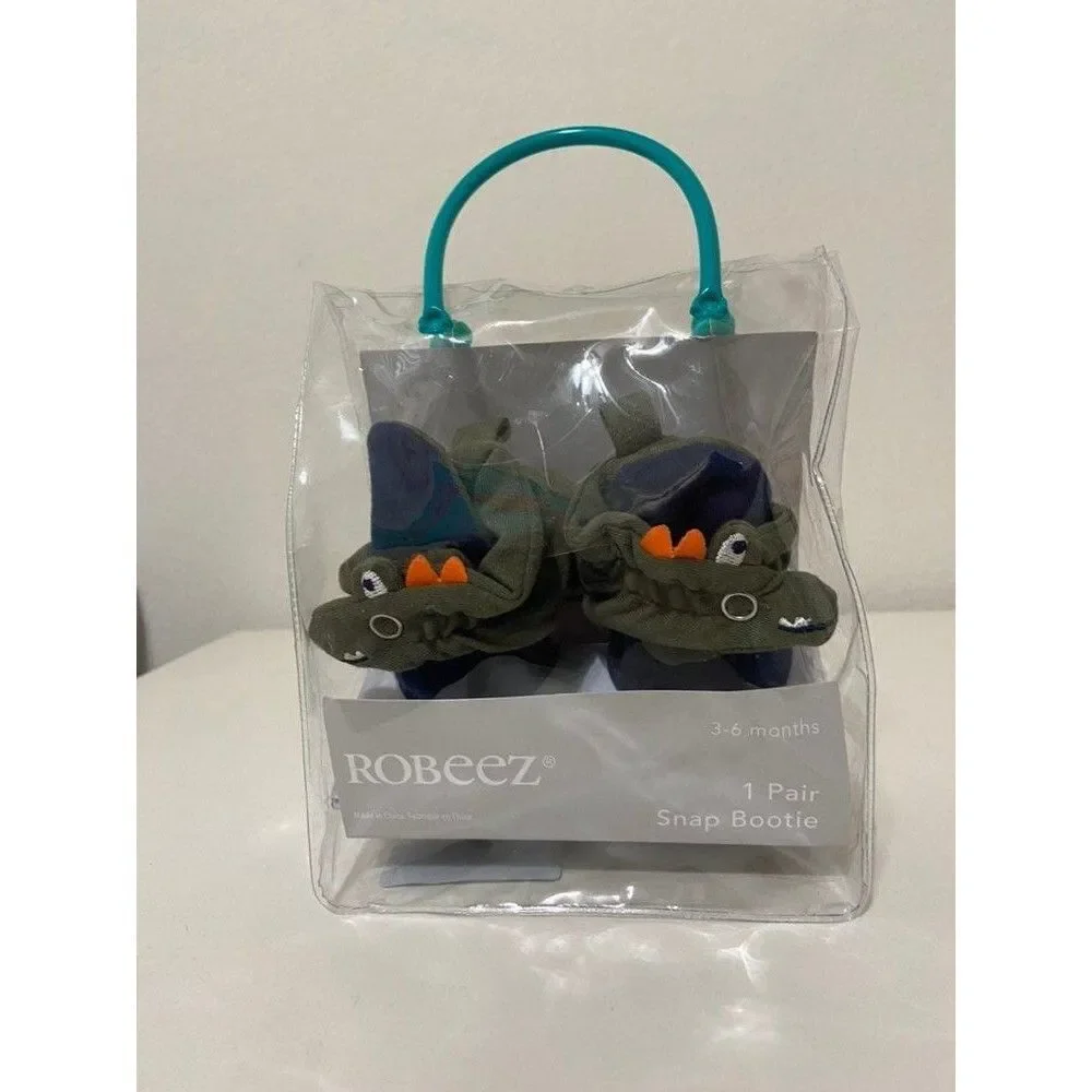 Robeez Crocodile Snap Booties Crib Shoes Size 3-6 Months NEW